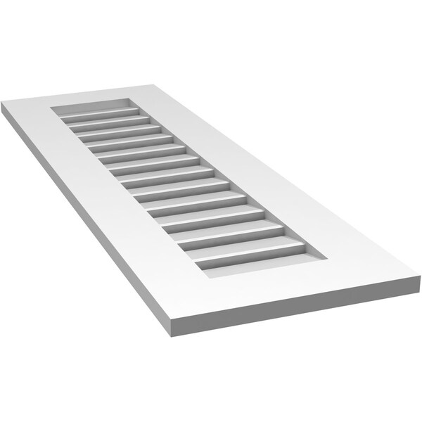 Ekena Millwork Vertical Surface Mount PVC Gable Vent: Functional, w/ 3-1/2"W x 1"P Standard Frame, 14"W x 42"H - GVPVE14X4201SF