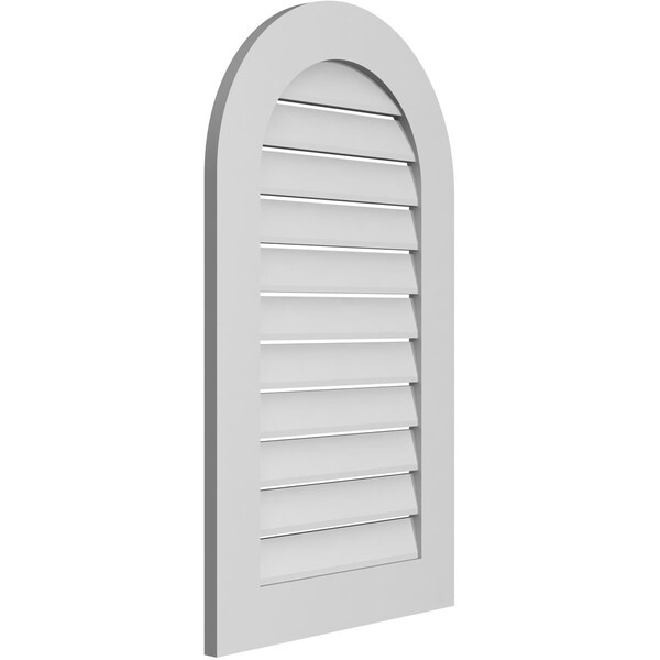 Ekena Millwork Round Top Surface Mount PVC Gable Vent: Functional, w/ 3-1/2"W x 1"P Standard Frame, 22"W x 38"H - GVPRT22X3801SF