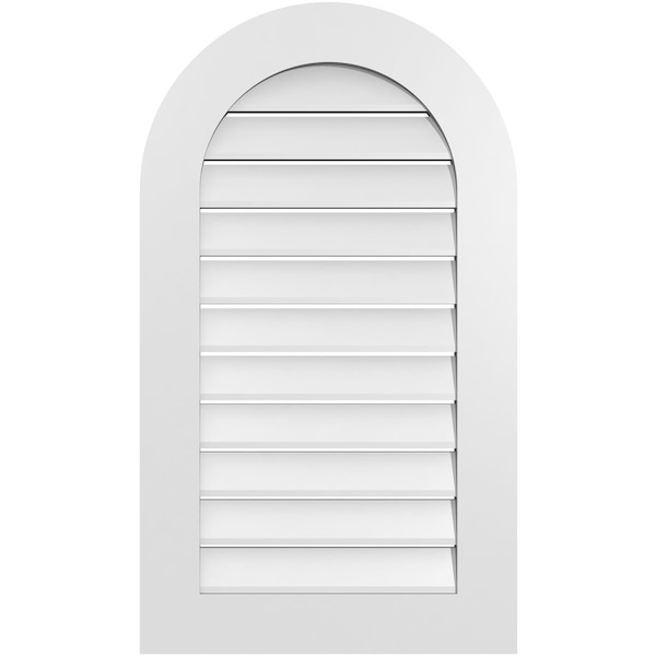 Ekena Millwork Round Top Surface Mount PVC Gable Vent: Functional, w/ 3-1/2"W x 1"P Standard Frame, 22"W x 38"H - GVPRT22X3801SF
