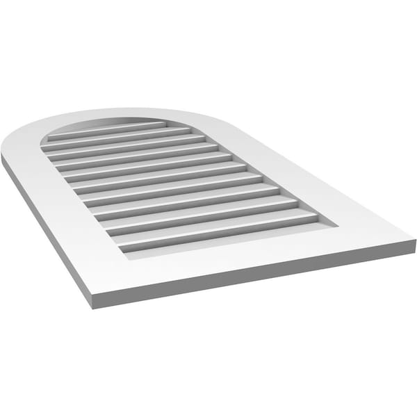 Ekena Millwork Round Top Surface Mount PVC Gable Vent: Functional, w/ 3-1/2"W x 1"P Standard Frame, 22"W x 38"H - GVPRT22X3801SF