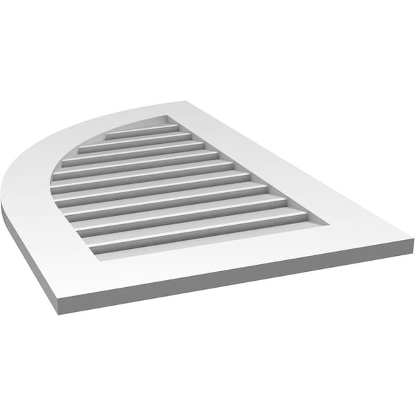 Ekena Millwork Quarter Round Top Left Surface Mount PVC Gable Vent w/ 3-1/2"W x 1"P Standard Frame, 22"W x 34"H - GVPQL22X3401SF