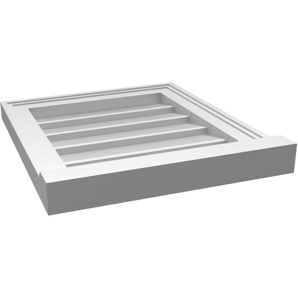 Ekena Millwork Vertical Surface Mount PVC Gable Vent w/ 2"W x 2"H , Brickmould Sill Frame, 16"W x 18"H - GVPVE16X1803SN