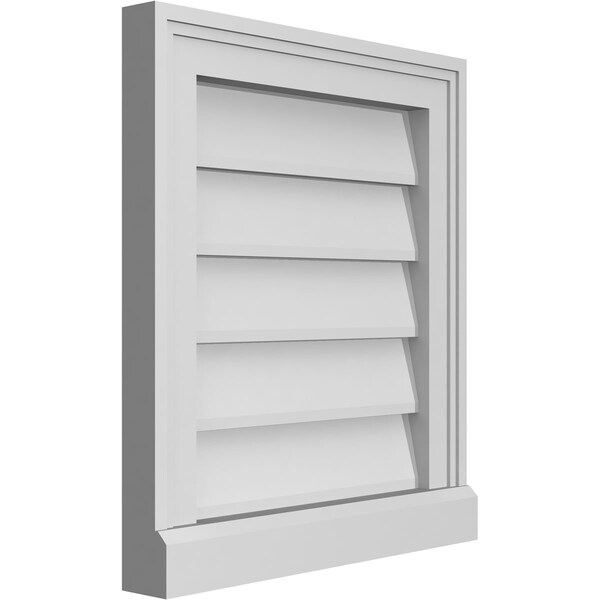 Ekena Millwork Vertical Surface Mount PVC Gable Vent w/ 2"W x 2"H , Brickmould Sill Frame, 16"W x 18"H - GVPVE16X1803SN