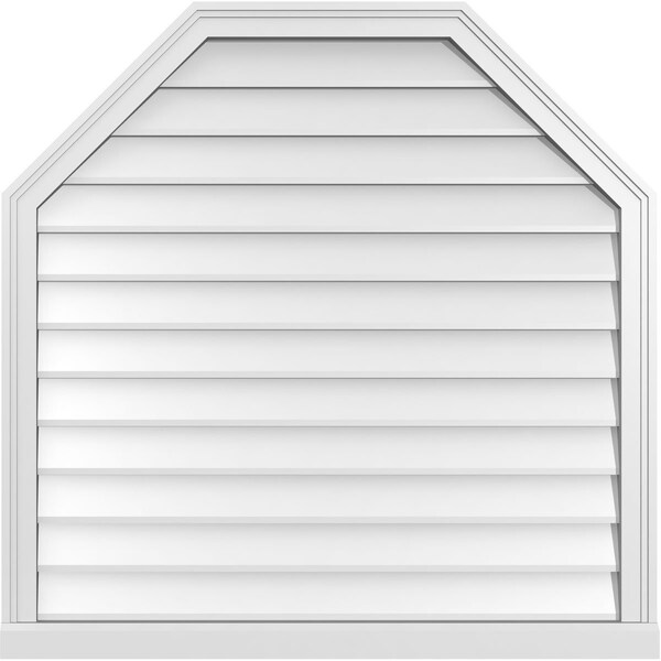 Ekena Millwork Octagonal Top Surface Mount PVC Gable Vent w/ 2"W x 2"P Brickmould Sill Frame, 38"W x 38"H - GVPOT38X3803SN