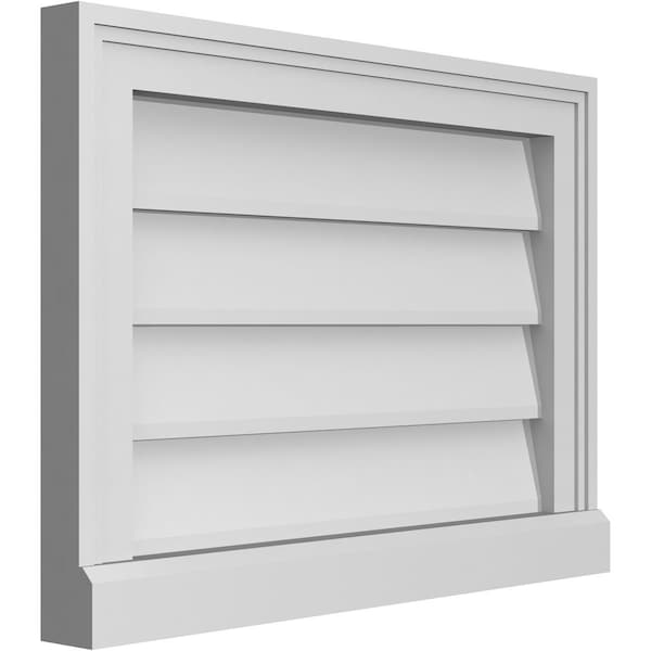 Ekena Millwork Vertical Surface Mount PVC Gable Vent w/ 2"W x 2"H , Brickmould Sill Frame, 22"W x 16"H - GVPVE22X1603SN