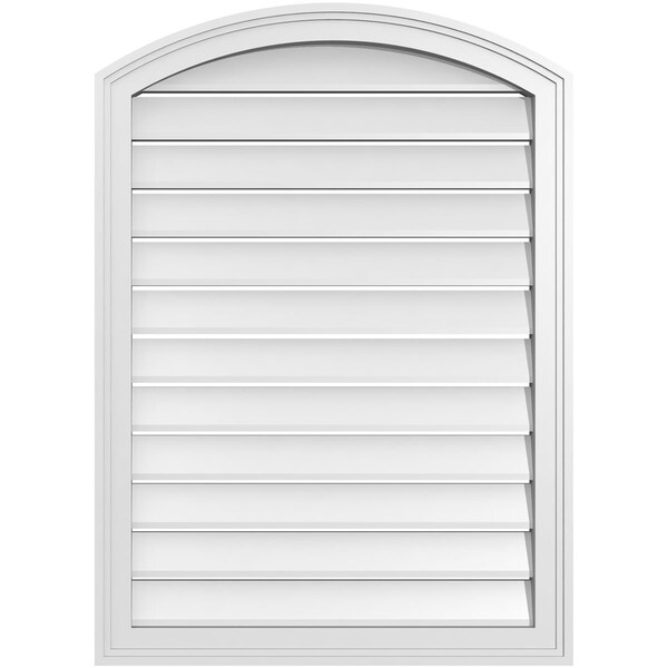 Ekena Millwork Arch Top Surface Mount PVC Gable Vent: Non-Functional, w/2"W x 1-1/2"P Brickmould Frame, 26"W x 34"H - GVPAR26X3402SN