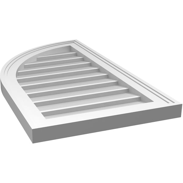 Ekena Millwork Quarter Round Top Left Surface Mount PVC Gable Vent w/ 2"W x 1-1/2"P Brickmould Frame, 16"W x 28"H - GVPQL16X2802SN