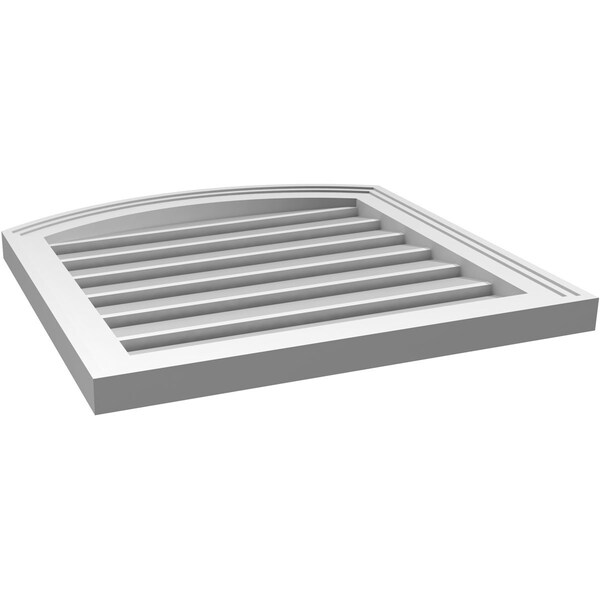 Ekena Millwork Arch Top Surface Mount PVC Gable Vent: Non-Functional, w/2"W x 1-1/2"P Brickmould Frame, 20"W x 42"H - GVPAR20X4202SN
