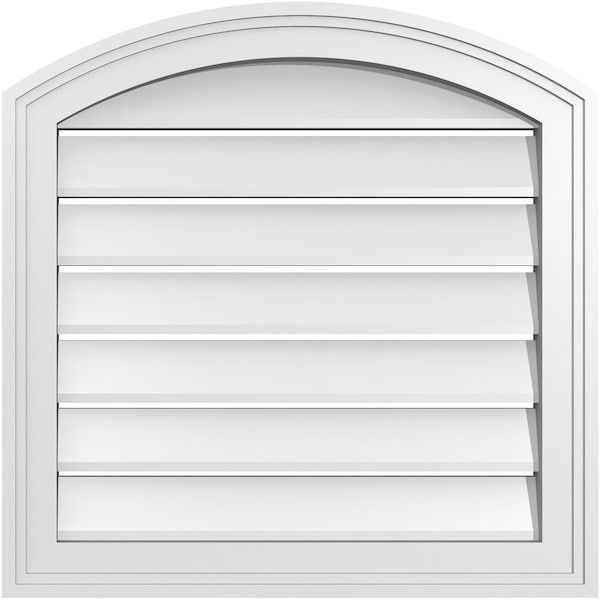 Ekena Millwork Arch Top Surface Mount PVC Gable Vent: Non-Functional, w/2"W x 1-1/2"P Brickmould Frame, 20"W x 42"H - GVPAR20X4202SN