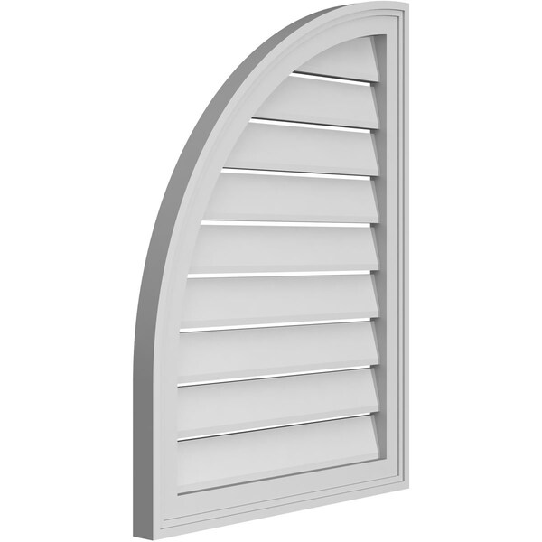 Ekena Millwork Quarter Round Top Left Surface Mount PVC Gable Vent w/ 2"W x 1-1/2"P Brickmould Frame, 22"W x 30"H - GVPQL22X3002SF