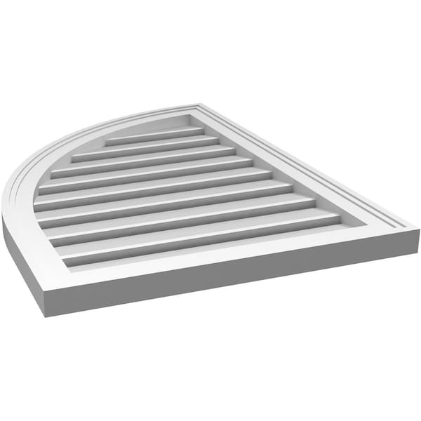 Ekena Millwork Quarter Round Top Left Surface Mount PVC Gable Vent w/ 2"W x 1-1/2"P Brickmould Frame, 22"W x 30"H - GVPQL22X3002SF