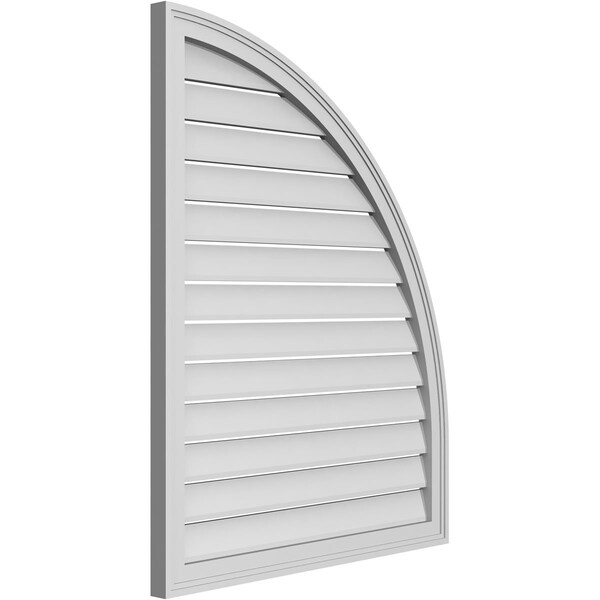 Ekena Millwork Quarter Round Top Right Surface Mount PVC Gable Vent w/ 2"W x 2"P Brickmould Sill Frame, 32"W x 40"H - GVPQR32X4003SF