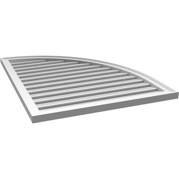 Ekena Millwork Quarter Round Top Right Surface Mount PVC Gable Vent w/ 2"W x 2"P Brickmould Sill Frame, 32"W x 40"H - GVPQR32X4003SF