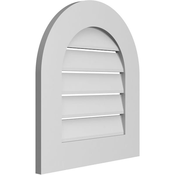 Ekena Millwork Round Top Surface Mount PVC Gable Vent: Functional, w/ 3-1/2"W x 1"P Standard Frame, 20"W x 22"H - GVPRT20X2201SF