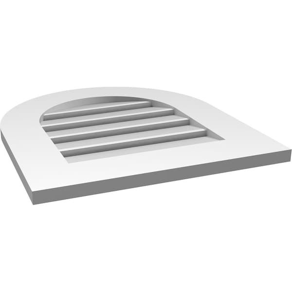 Ekena Millwork Round Top Surface Mount PVC Gable Vent: Functional, w/ 3-1/2"W x 1"P Standard Frame, 20"W x 22"H - GVPRT20X2201SF