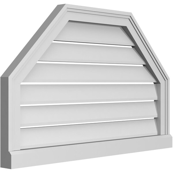 Ekena Millwork Octagonal Top Surface Mount PVC Gable Vent w/ 2"W x 2"P Brickmould Sill Frame, 32"W x 20"H - GVPOT32X2003SF
