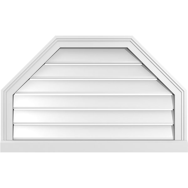 Ekena Millwork Octagonal Top Surface Mount PVC Gable Vent w/ 2"W x 2"P Brickmould Sill Frame, 32"W x 20"H - GVPOT32X2003SF
