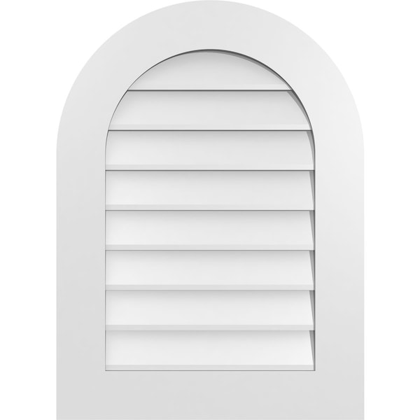 Ekena Millwork Round Top Surface Mount PVC Gable Vent: Non-Functional, w/ 3-1/2"W x 1"P Standard Frame, 22"W x 30"H - GVPRT22X3001SN