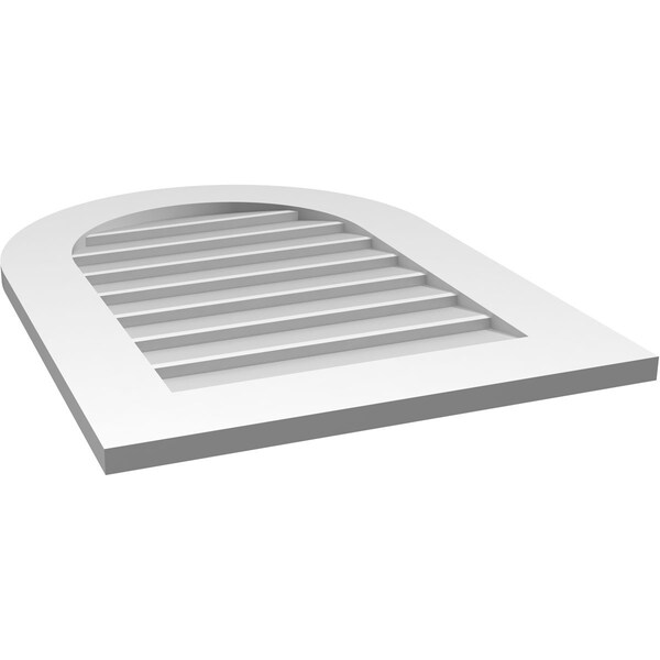 Ekena Millwork Round Top Surface Mount PVC Gable Vent: Non-Functional, w/ 3-1/2"W x 1"P Standard Frame, 22"W x 30"H - GVPRT22X3001SN