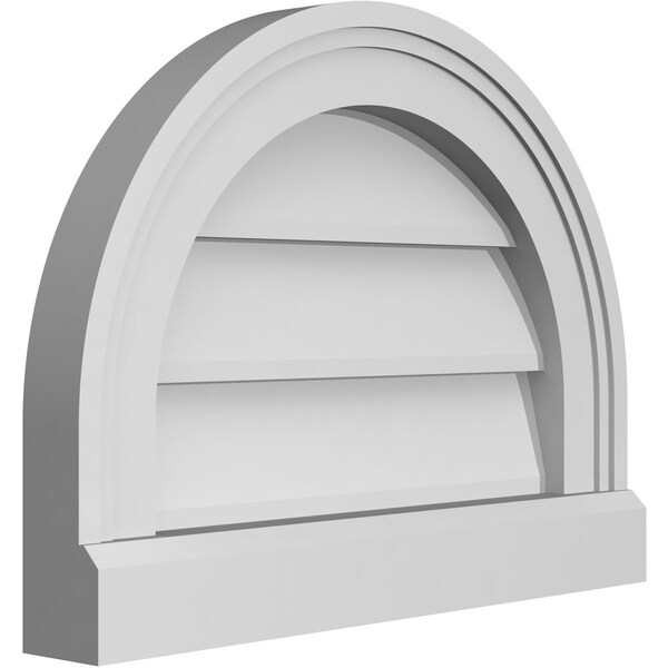 Ekena Millwork Round Top Surface Mount PVC Gable Vent w/ 2"W x 2"P Brickmould Sill Frame, 16"W x 12"H - GVPRT16X1203SN