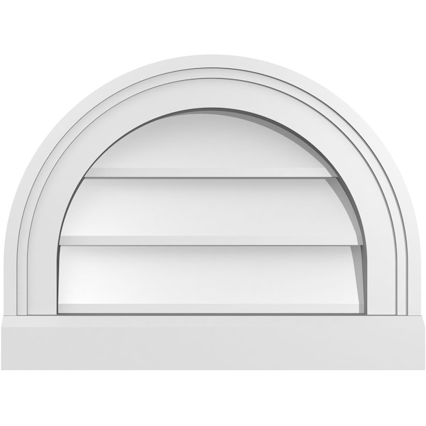 Ekena Millwork Round Top Surface Mount PVC Gable Vent w/ 2"W x 2"P Brickmould Sill Frame, 16"W x 12"H - GVPRT16X1203SN