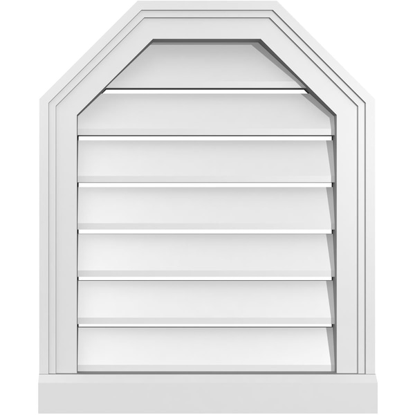 Ekena Millwork Octagonal Top Surface Mount PVC Gable Vent w/ 2"W x 2"P Brickmould Sill Frame, 18"W x 22"H - GVPOT18X2203SF