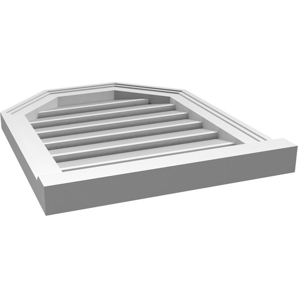 Ekena Millwork Octagonal Top Surface Mount PVC Gable Vent w/ 2"W x 2"P Brickmould Sill Frame, 18"W x 22"H - GVPOT18X2203SF