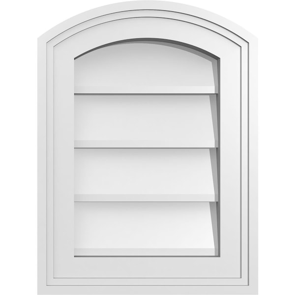 Ekena Millwork Arch Top Surface Mount PVC Gable Vent: Functional, w/ 2"W x 1-1/2"P Brickmould Frame, 12"W x 16"H - GVPAR12X1602SF