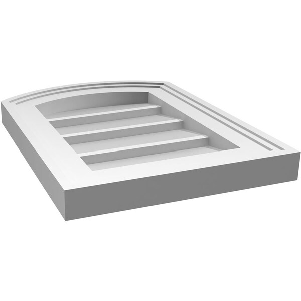 Ekena Millwork Arch Top Surface Mount PVC Gable Vent: Functional, w/ 2"W x 1-1/2"P Brickmould Frame, 12"W x 16"H - GVPAR12X1602SF