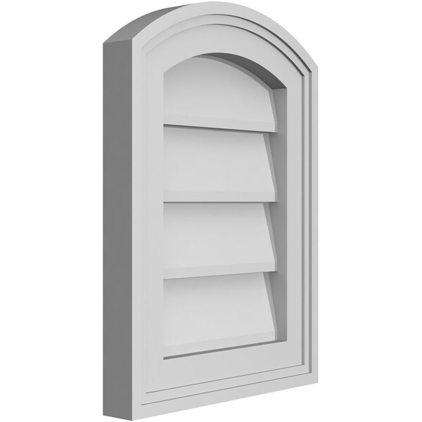 Ekena Millwork Arch Top Surface Mount PVC Gable Vent: Functional, w/ 2"W x 1-1/2"P Brickmould Frame, 12"W x 16"H - GVPAR12X1602SF