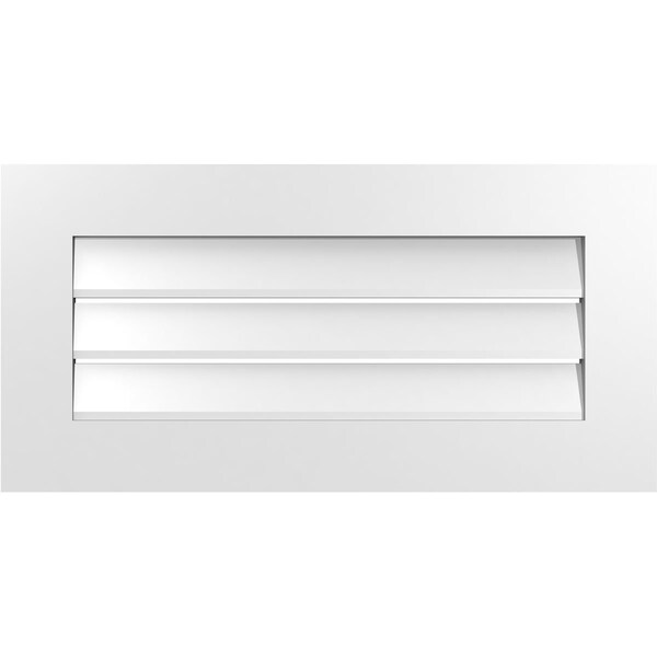 Ekena Millwork Vertical Surface Mount PVC Gable Vent: Functional, w/ 3-1/2"W x 1"P Standard Frame, 32"W x 16"H - GVPVE32X1601SF