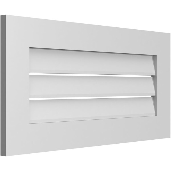 Ekena Millwork Vertical Surface Mount PVC Gable Vent: Functional, w/ 3-1/2"W x 1"P Standard Frame, 32"W x 16"H - GVPVE32X1601SF