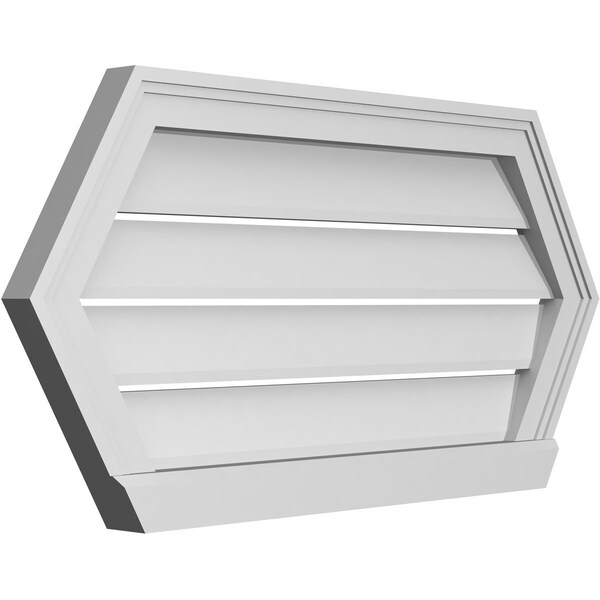 Ekena Millwork Half Round Surface Mount PVC Gable Vent: Functional, w/ 2"W x 2"P Brickmould Sill Frame, 32"W x 16"H - GVPHR32X1603SF