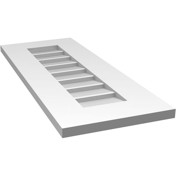 Ekena Millwork Vertical Surface Mount PVC Gable Vent: Non-Functional, w/ 3-1/2"W x 1"P Standard Frame, 12"W x 30"H - GVPVE12X3001SN