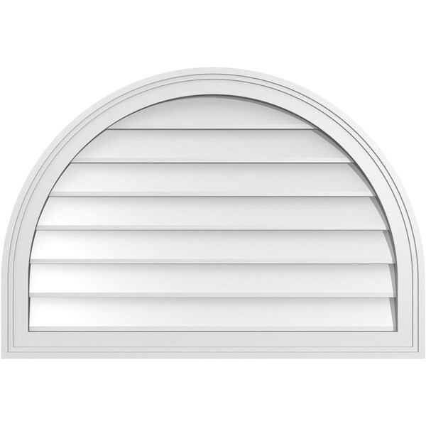 Ekena Millwork Round Top Surface Mount PVC Gable Vent w/ 2"W x 1-1/2"P Brickmould Frame, 32"W x 22"H - GVPRT32X2202SN
