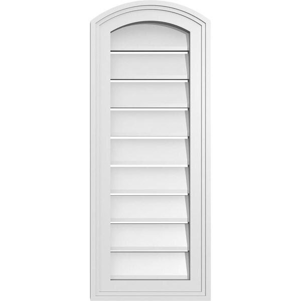 Ekena Millwork Arch Top Surface Mount PVC Gable Vent: Non-Functional, w/2"W x 1-1/2"P Brickmould Frame, 12"W x 28"H - GVPAR12X2802SN