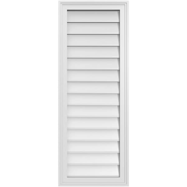 Ekena Millwork Vertical Surface Mount PVC Gable Vnt: Non-Functional, w/2"W x 1-1/2"H, Brickmould Frame, 16"W x 42"H - GVPVE16X4202SN
