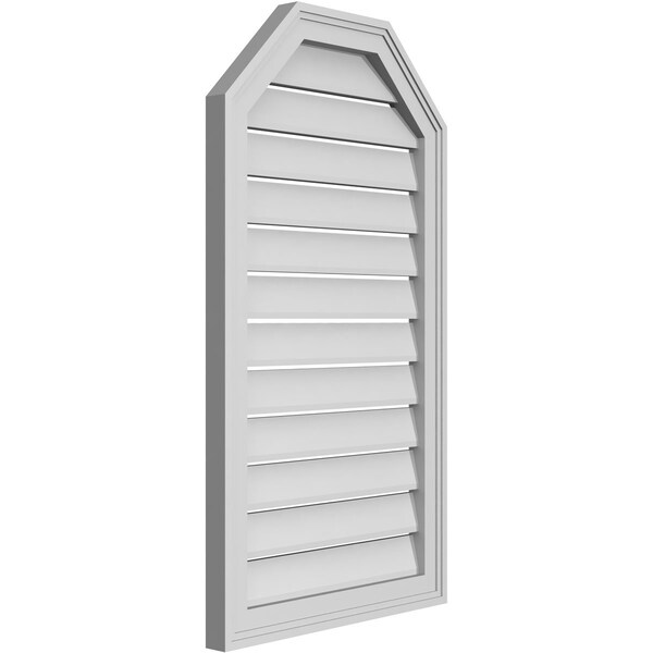 Ekena Millwork Octagonal Top Surface Mount PVC Gable Vent w/ 2"W x 1-1/2"P Brickmould Frame, 20"W x 36"H - GVPOT20X3602SF