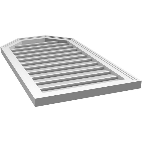 Ekena Millwork Octagonal Top Surface Mount PVC Gable Vent w/ 2"W x 1-1/2"P Brickmould Frame, 20"W x 36"H - GVPOT20X3602SF