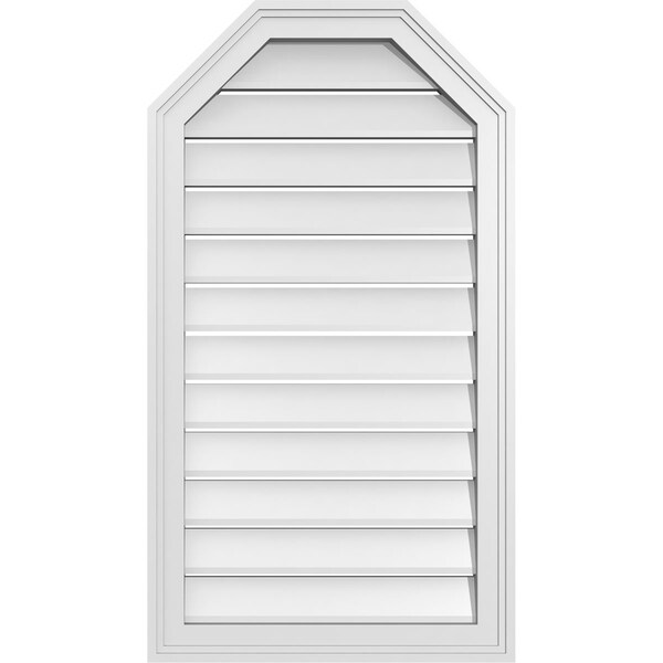 Ekena Millwork Octagonal Top Surface Mount PVC Gable Vent w/ 2"W x 1-1/2"P Brickmould Frame, 20"W x 36"H - GVPOT20X3602SF