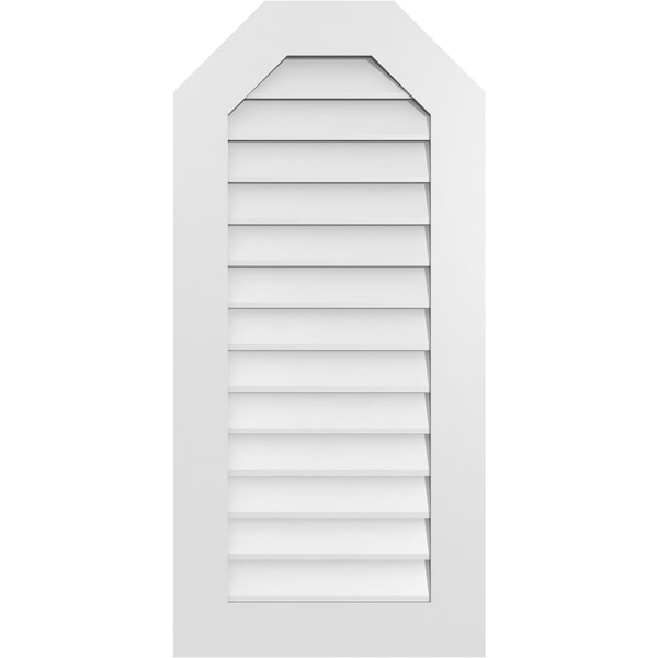 Ekena Millwork Octagonal Top Surface Mount PVC Gable Vent w/ 3-1/2"W x 1"P Standard Frame, 20"W x 42"H - GVPOT20X4201SN