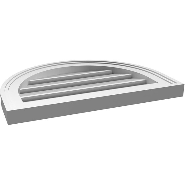 Ekena Millwork Round Top Surface Mount PVC Gable Vent: Functional, w/ 2"W x 1-1/2"P Brickmould Frame, 20"W x 14"H - GVPRT20X1402SF
