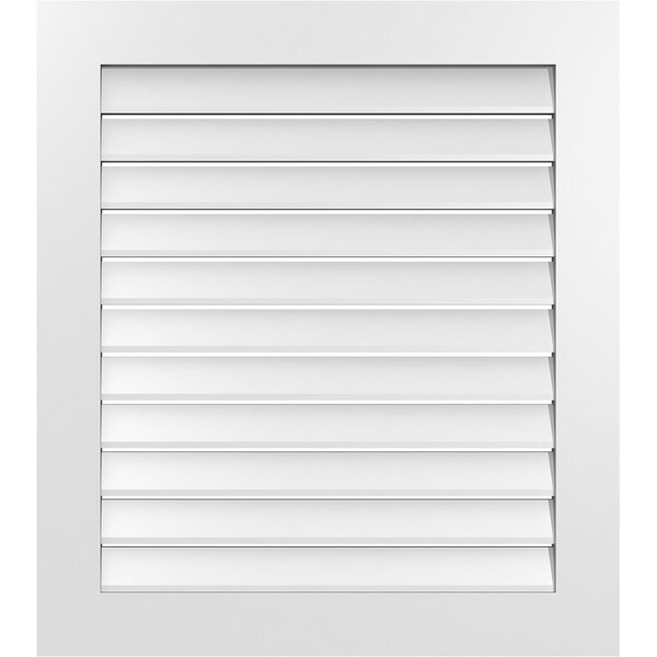 Ekena Millwork Vertical Surface Mount PVC Gable Vent: Functional, w/ 3-1/2"W x 1"P Standard Frame, 32"W x 36"H - GVPVE32X3601SF