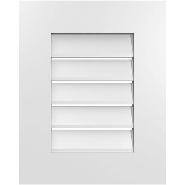 Ekena Millwork Vertical Surface Mount PVC Gable Vent: Functional, w/ 3-1/2"W x 1"P Standard Frame, 16"W x 20"H - GVPVE16X2001SF
