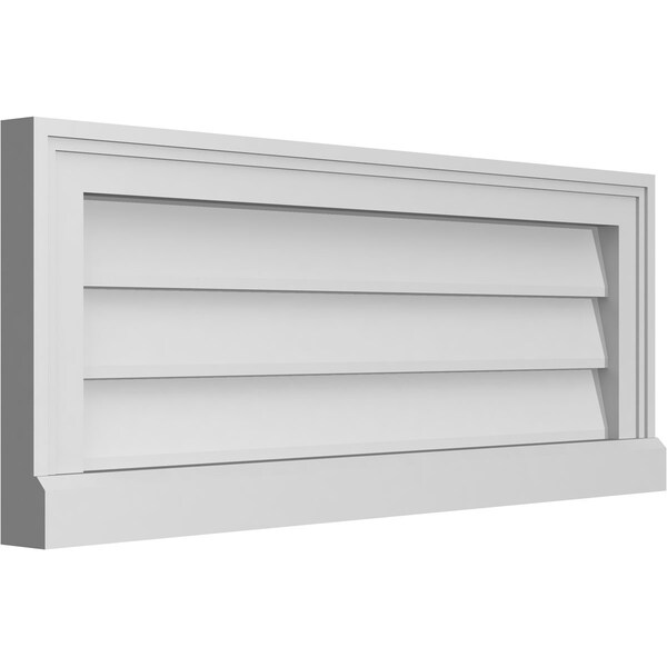 Ekena Millwork Vertical Surface Mount PVC Gable Vent w/ 2"W x 2"H , Brickmould Sill Frame, 30"W x 12"H - GVPVE30X1203SN