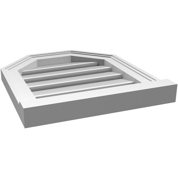Ekena Millwork Octagonal Top Surface Mount PVC Gable Vent w/ 2"W x 2"P Brickmould Sill Frame, 16"W x 18"H - GVPOT16X1803SF