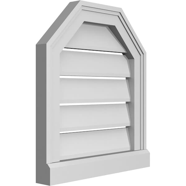 Ekena Millwork Octagonal Top Surface Mount PVC Gable Vent w/ 2"W x 2"P Brickmould Sill Frame, 16"W x 18"H - GVPOT16X1803SF