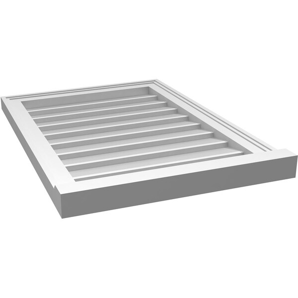Ekena Millwork Vertical Surface Mount PVC Gable Vent w/ 2"W x 2"H , Brickmould Sill Frame, 20"W x 28"H - GVPVE20X2803SN