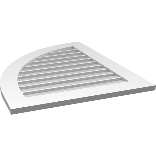 Ekena Millwork Quarter Round Top Left Surface Mount PVC Gable Vent w/ 3-1/2"W x 1"P Standard Frame, 28"W x 34"H - GVPQL28X3401SN