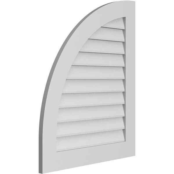 Ekena Millwork Quarter Round Top Left Surface Mount PVC Gable Vent w/ 3-1/2"W x 1"P Standard Frame, 28"W x 34"H - GVPQL28X3401SN